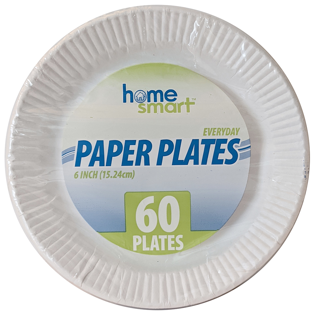 Home Smart 6″ Paper Plates – 60 count – Venture Together's Just-A-Buck  Garnerville